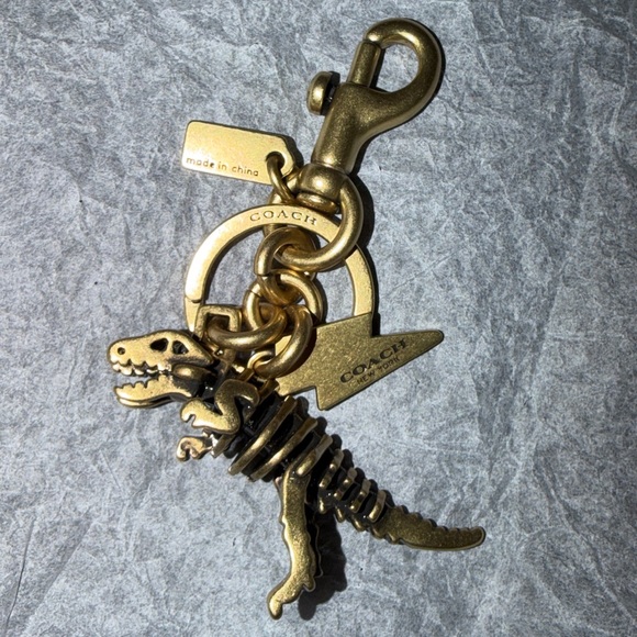 Coach Small Rexy 3D Skeleton Bag Charm Keychain in Brass NEW - Picture 9 of 16